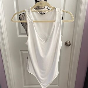 Express White V-Neck Bodysuit